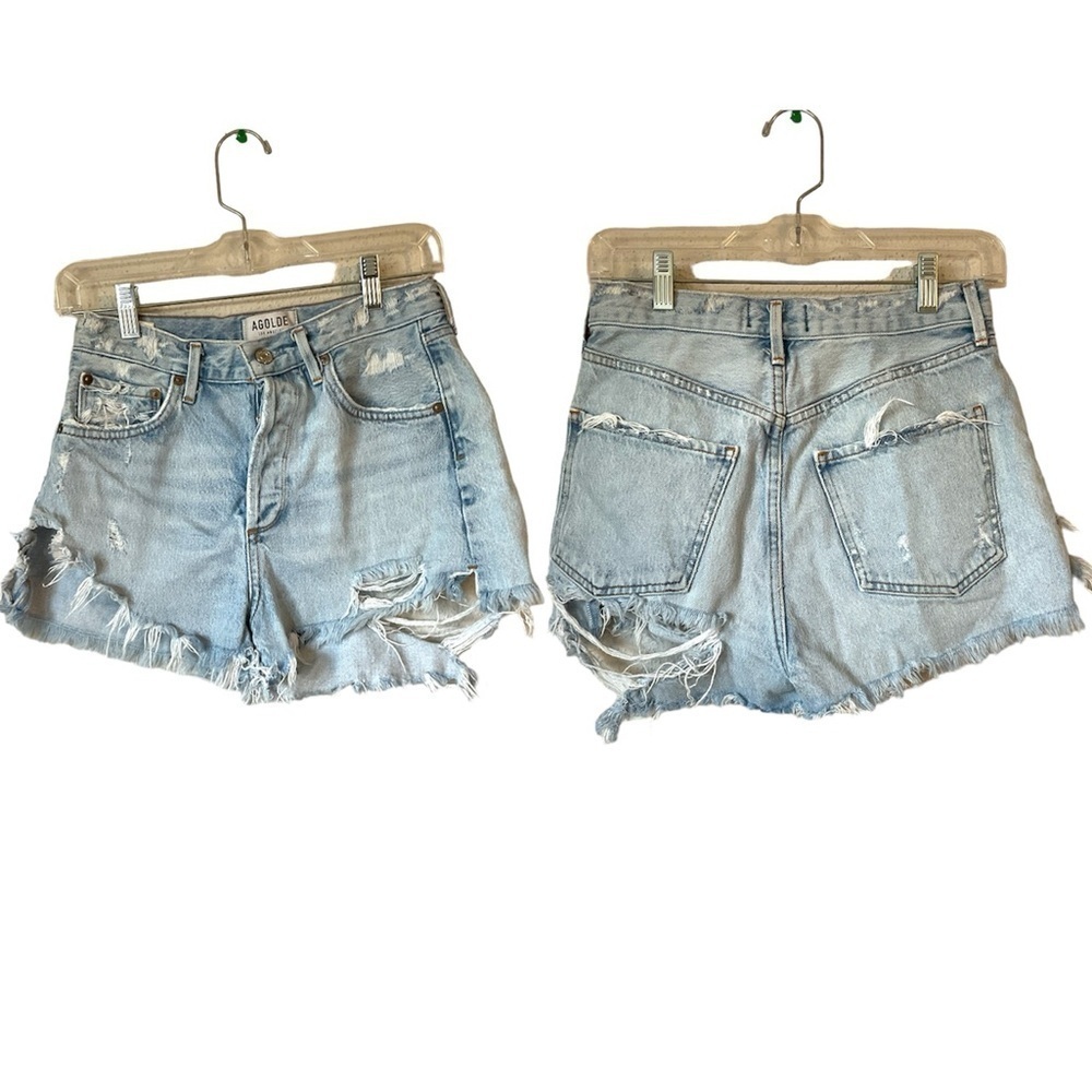 Agolde Distressed Raw Hem Shorts Size 26 Light Wash
